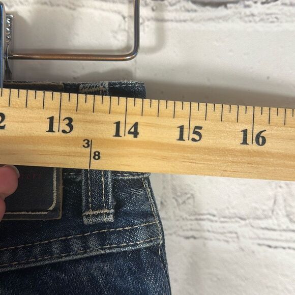 Rigs Legend Jeans Mens 31 Blue Jeans Wide Leg Distressed Button Fly Cut off - Picture 11 of 13